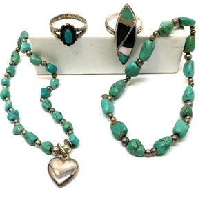Southwest Style Sterling Silver 925 Turquoise Ston